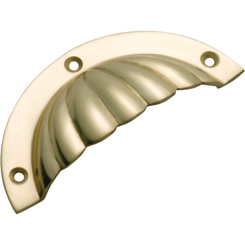 Drawer Pull Fluted Polished Brass H40xL90mm in Polished Brass