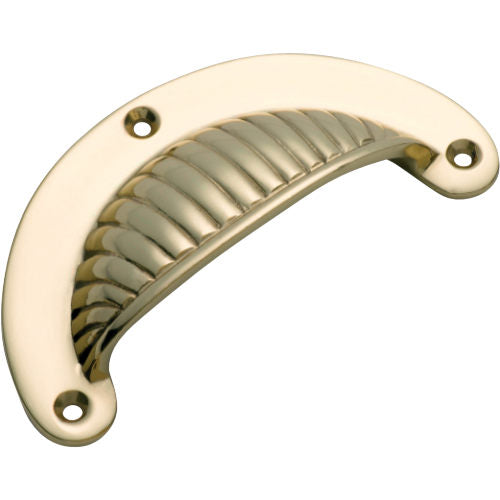 Drawer Pull Fluted Polished Brass H50xL95mm in Polished Brass