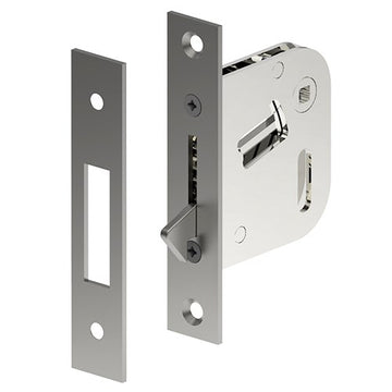 Sliding Door Privacy Latch. 46mm backset. 4.5mm Spindle in Satin Stainless