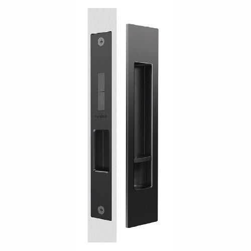 Mardeco Complete Sliding Door Privacy Set 190mm x 45mm, Backset 35mm and 50-55mm in Matt Black