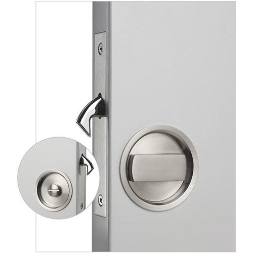 Madinoz CSL30 Sliding Door Privacy Lock Complete with Flush Pulls Ø57mm, Privacy Turn and Emergency Release in Polished Stainless