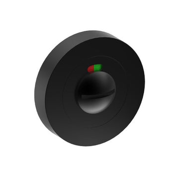 Indicating Emergency Release on Ø52mm Rose. 4.5mm x 4.5mm Square Spindle. in Black