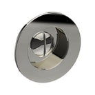 Round Sliding Door, Flush Pull Handle with Emergency Release (Single). Solid Stainless Steel. 65mm dia (face) 54mm dia (rear). Invisible Fix (no screw holes) in Polished Stainless