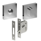 Complete Privacy Set inc. Thumb Turn and Emergency Release on 52mm x 52mm Rose  (Concealed Fix), Universal Spindle and Sliding Door Hook Bolt in Polished Stainless Steel
