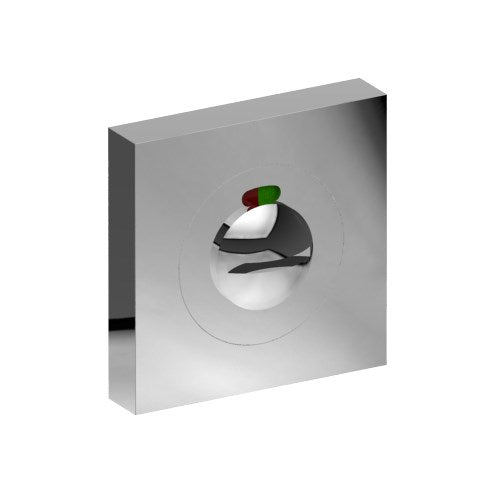 Indicating Emergency Release on Square 52mm x 52mm Rose. (Two Part, Concealed Fix.) 4.5mm x 4.5mm Square Spindle. in Polished Stainless Steel