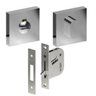 Complete Privacy Set inc. Thumb Turn and Emergency Release on 52mm x 52mm Rose  (Concealed Fix), Universal Spindle and Sliding Door Hook Bolt in Polished Stainless Steel