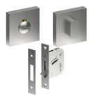 Complete Privacy Set inc. Thumb Turn and Emergency Release on 52mm x 52mm Rose  (Concealed Fix), Universal Spindle and Sliding Door Hook Bolt in Satin Stainless