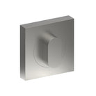 Thumb turn on 52mm square rose by Style Finish Doorware, showing a polished metal lock handle with square rose base.