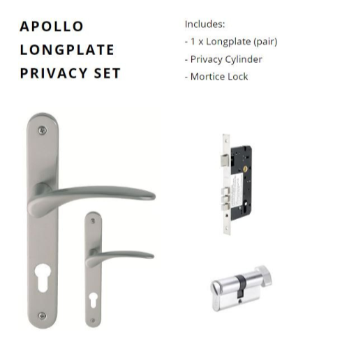 Apollo Longplate Privacy Set, Includes 1143 & 1128 Privacy Turn in Satin Chrome
