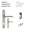 Apollo Longplate Privacy Set, Includes 1143 & 1128 Privacy Turn in Satin Chrome