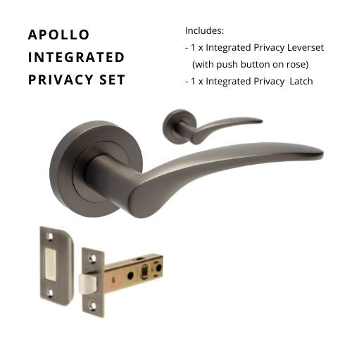 Apollo Privacy Set, Includes Integrated Privacy Latch in Graphite Nickel