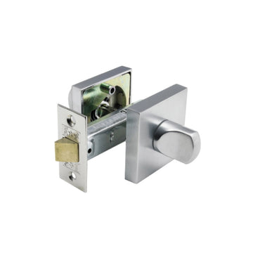 Safety Latch, 55mm Square Rose - 45mm Backset in Satin Chrome