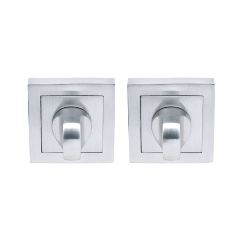 Square Double Turn Set on 55mm Square Plate in Satin Chrome