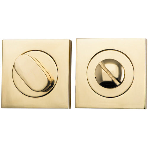 Privacy Turn Oval Concealed Fix Square Polished Brass D52xP23mm in Polished Brass