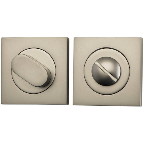 Privacy Turn Oval Concealed Fix Square Satin Nickel D52xP23mm in Satin Nickel