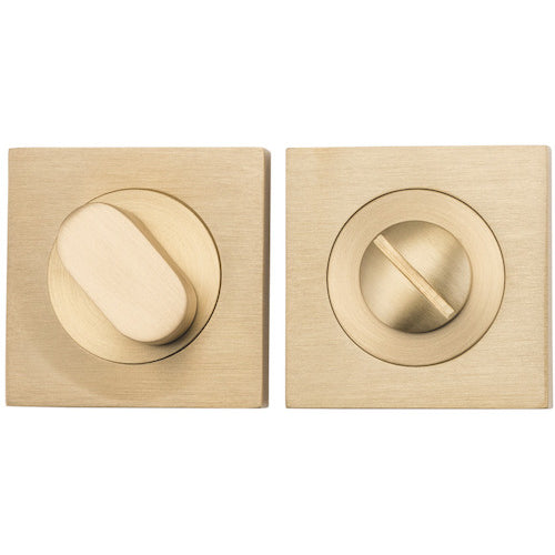 Privacy Turn Oval Concealed Fix Square Brushed Brass D52xP23mm in Brushed Brass