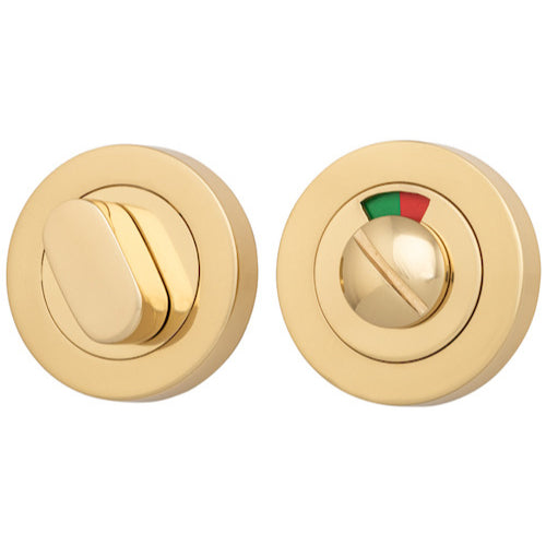 Privacy Turn Oval with Indicator Concealed Fix Round Polished Brass D52xP23mm in Polished Brass