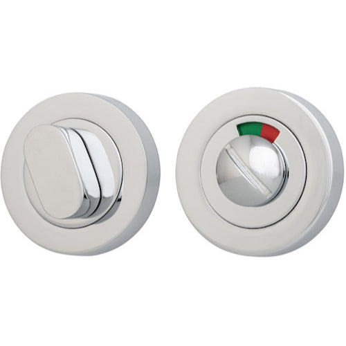 Privacy Turn Oval with Indicator Concealed Fix Round Polished Chrome D52xP23mm in Polished Chrome