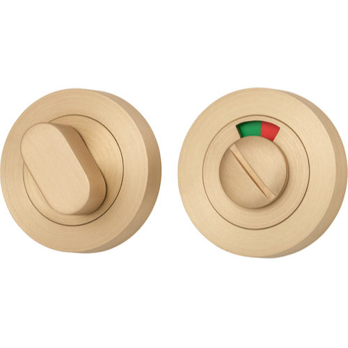 Privacy Turn Oval with Indicator Concealed Fix Round Brushed Brass D52xP23mm in Brushed Brass