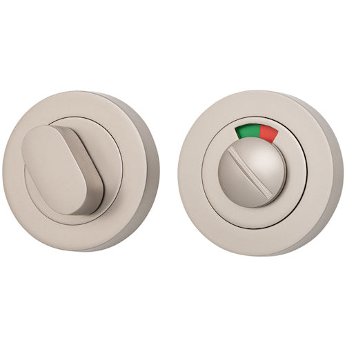 Privacy Turn Oval with Indicator Concealed Fix Round Satin Nickel D52xP23mm in Satin Nickel