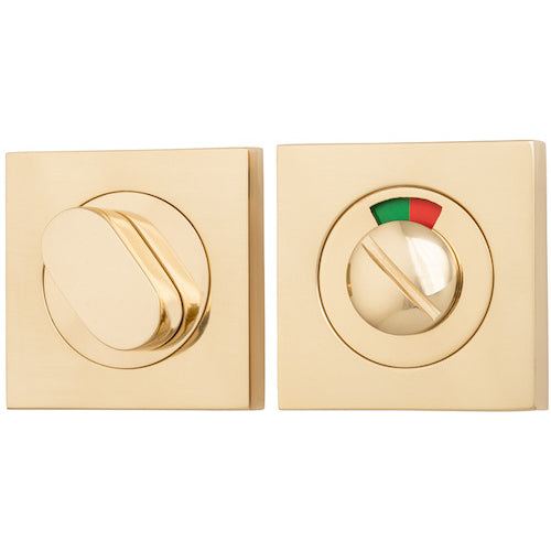 Privacy Turn Oval with Indicator Concealed Fix Square Polished Brass H52xW52xP23mm in Polished Brass