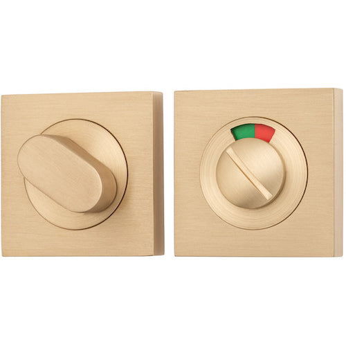 Privacy Turn Oval with Indicator Concealed Fix Square Brushed Brass H52xW52xP23mm in Brushed Brass