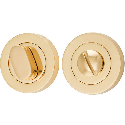 Privacy Turn Oval Concealed Fix Round Polished Brass D52xP23mm in Polished Brass
