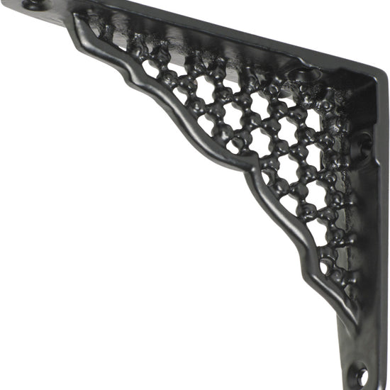 Shelf Bracket Iron Ornate Matt Black H80xP100mm in Matt Black