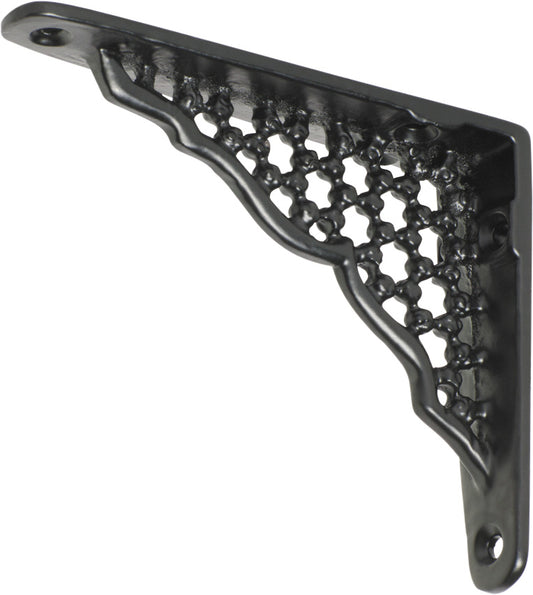 Shelf Bracket Iron Ornate Matt Black H80xP100mm in Matt Black