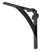 Traditional black wood shelf bracket by Tradco from Southern Design Group Pty Ltd, mounted on a wall for support.
