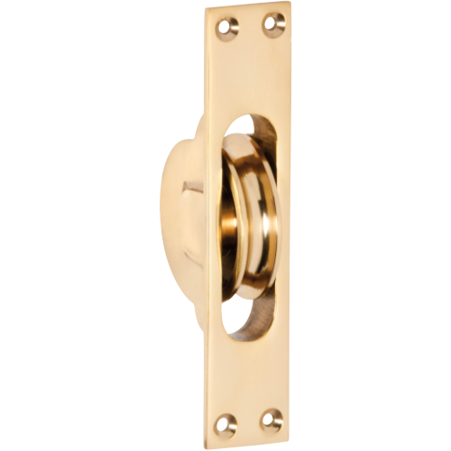 Sash Pulley Polished Brass H125xW25mm in Polished Brass