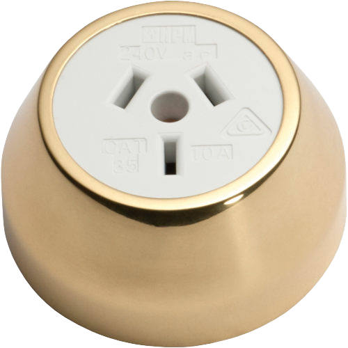 Socket Federation White Mechanism Polished Brass D60xP29mm in White / Polished Brass