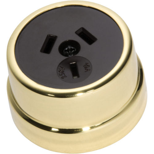 Socket Traditional Brown Mechanism Polished Brass D50xP30mm in Polished Brass