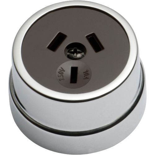 Socket Traditional Brown Mechanism Chrome Plated D50xP30mm in Chrome Plated