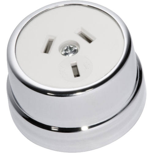 Socket Traditional White Mechanism Chrome Plated D50xP30mm in White / Chrome