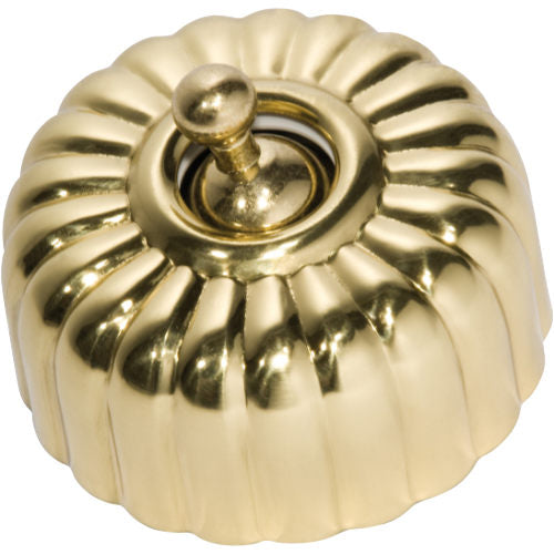 Switch Fluted Polished Brass D55xP40mm in Polished Brass