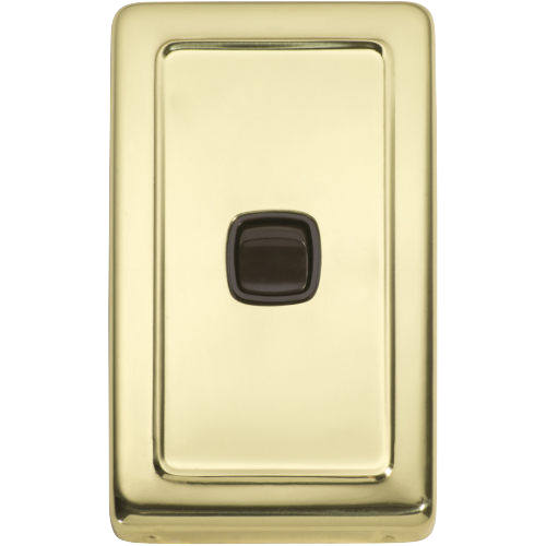 Switch Flat Plate Rocker 1 Gang Brown Polished Brass H115xW72mm in Polished Brass