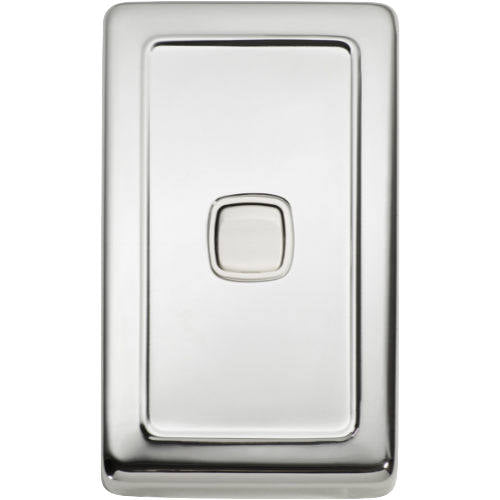 Switch Flat Plate Rocker 1 Gang White Chrome Plated H115xW72mm in Chrome Plated