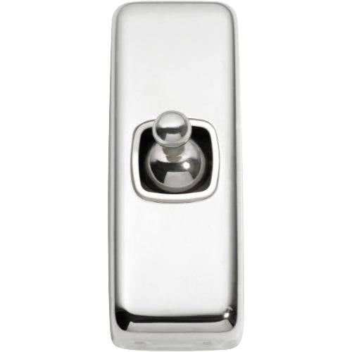 Switch Flat Plate Toggle 1 Gang White Chrome Plated H82xW30mm in Chrome Plated