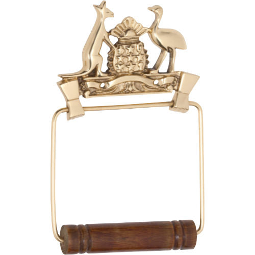 Toilet Roll Holder Coat Of Arms Polished Brass H190xW120mm in Polished Brass