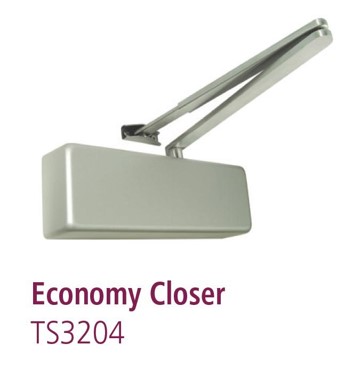 Economy Door Closer, Includes Snap Fix Arm Set, Silver in Silver